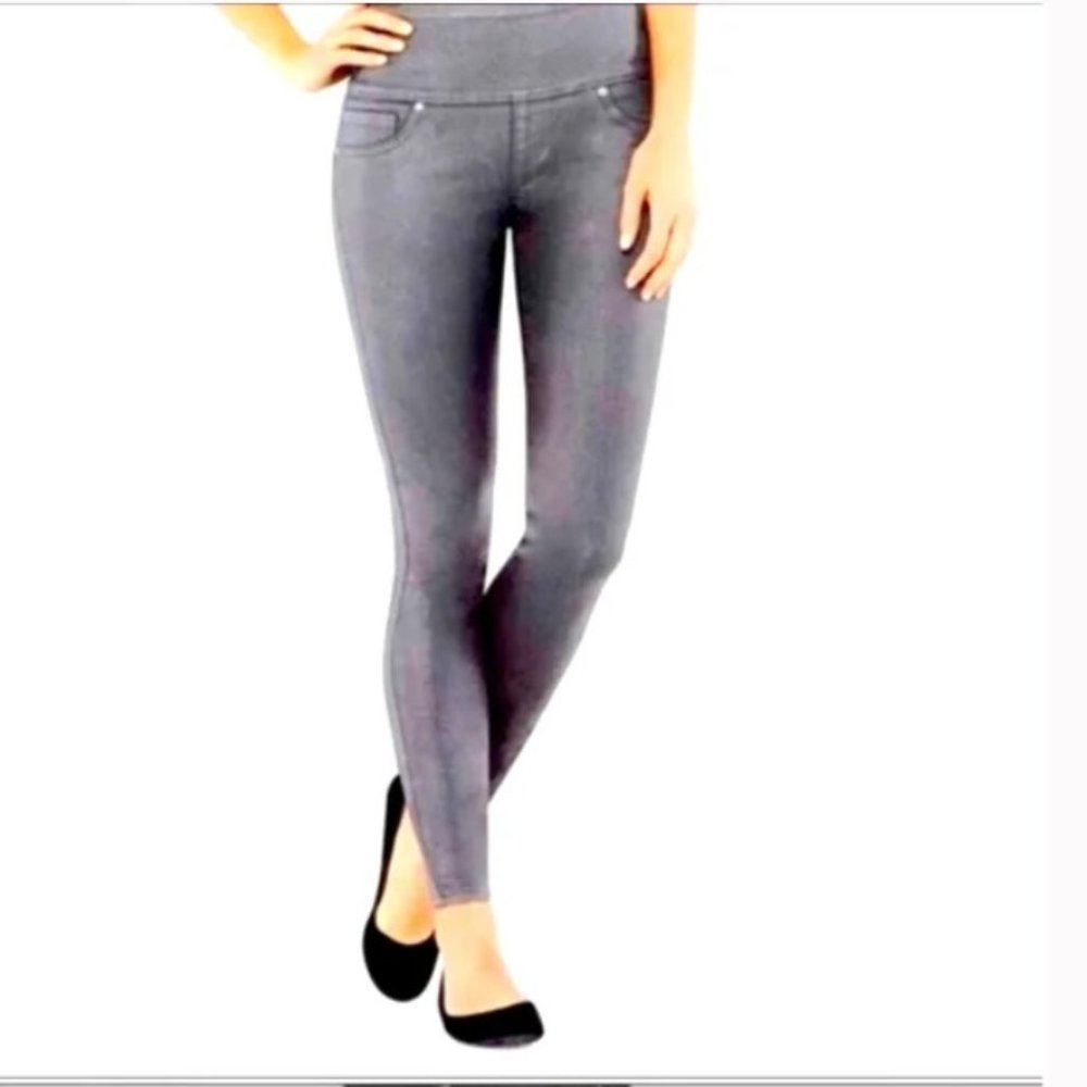 SPANX silver gray wax coated jeggings